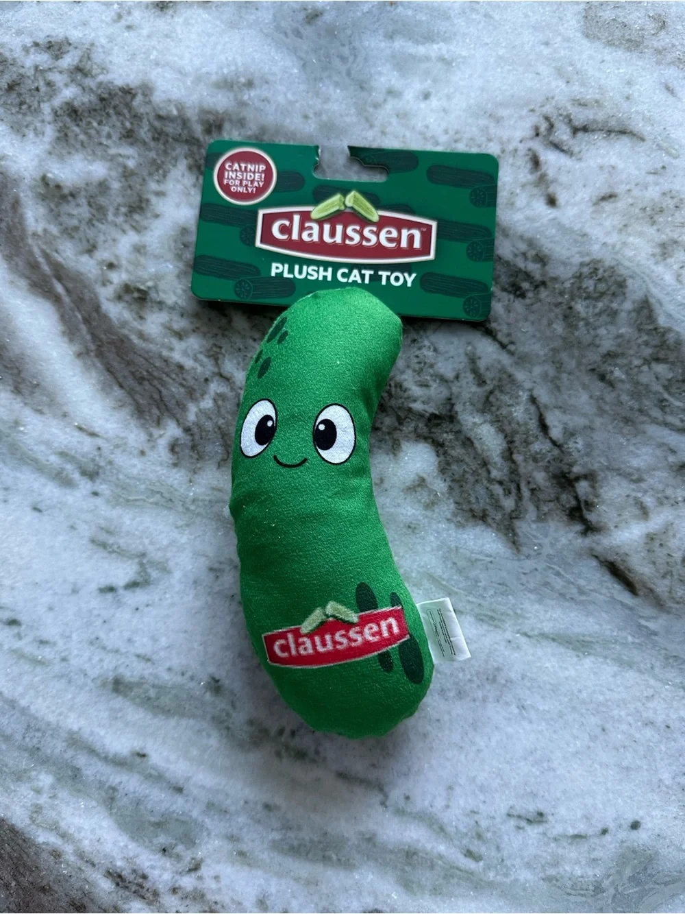 Plush Pickle and mac & cheese, cat toy